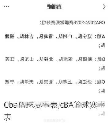 Cba篮球赛事表,cBA篮球赛事表