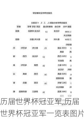 历届世界杯冠亚军,历届世界杯冠亚军一览表图片