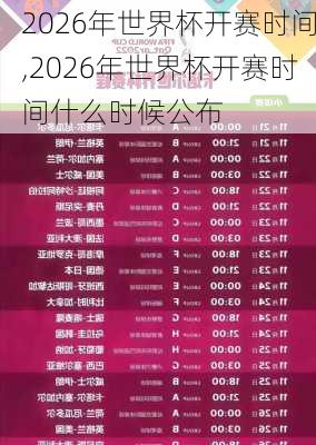 2026年世界杯开赛时间,2026年世界杯开赛时间什么时候公布