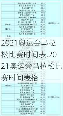 2021奥运会马拉松比赛时间表,2021奥运会马拉松比赛时间表格