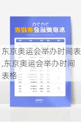 东京奥运会举办时间表,东京奥运会举办时间表格