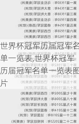 世界杯冠军历届冠军名单一览表,世界杯冠军历届冠军名单一览表图片