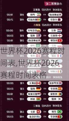 世界杯2026赛程时间表,世界杯2026赛程时间表格