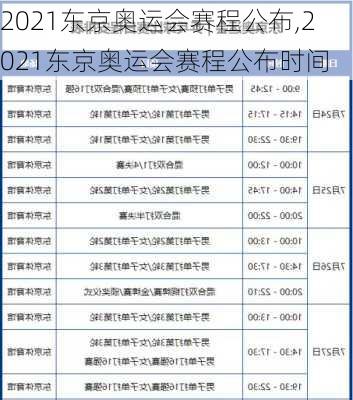 2021东京奥运会赛程公布,2021东京奥运会赛程公布时间