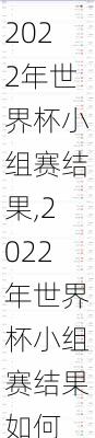 2022年世界杯小组赛结果,2022年世界杯小组赛结果如何