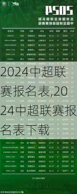 2024中超联赛报名表,2024中超联赛报名表下载