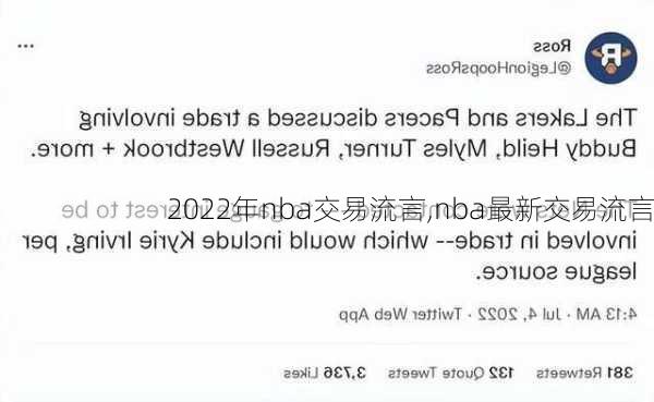 2022年nba交易流言,nba最新交易流言