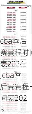 cba季后赛赛程时间表2024,cba季后赛赛程时间表2023