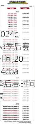 2024cba季后赛时间,2024cba季后赛时间表