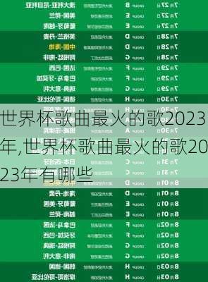 世界杯歌曲最火的歌2023年,世界杯歌曲最火的歌2023年有哪些