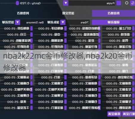 nba2k22mc金币修改器,nba2k20金币修改器