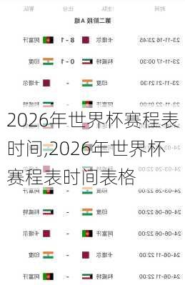 2026年世界杯赛程表时间,2026年世界杯赛程表时间表格