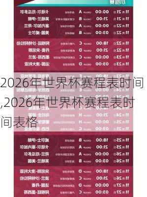 2026年世界杯赛程表时间,2026年世界杯赛程表时间表格