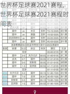 世界杯足球赛2021赛程,世界杯足球赛2021赛程时间表