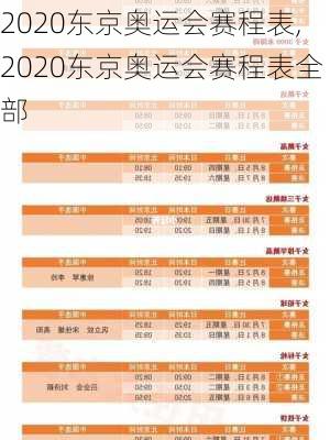 2020东京奥运会赛程表,2020东京奥运会赛程表全部