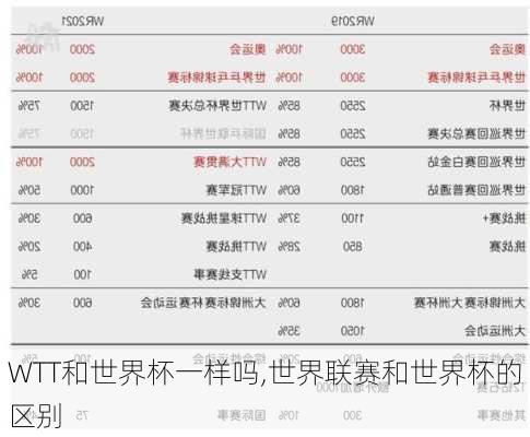 WTT和世界杯一样吗,世界联赛和世界杯的区别