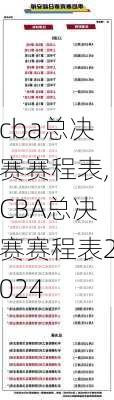 cba总决赛赛程表,CBA总决赛赛程表2024