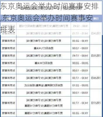 东京奥运会举办时间赛事安排,东京奥运会举办时间赛事安排表