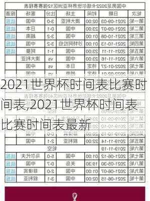 2021世界杯时间表比赛时间表,2021世界杯时间表比赛时间表最新