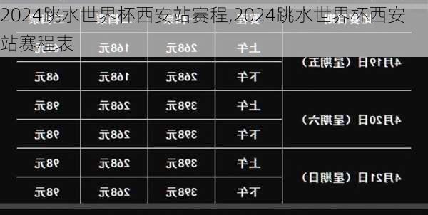 2024跳水世界杯西安站赛程,2024跳水世界杯西安站赛程表