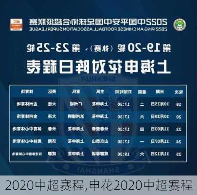 2020中超赛程,申花2020中超赛程