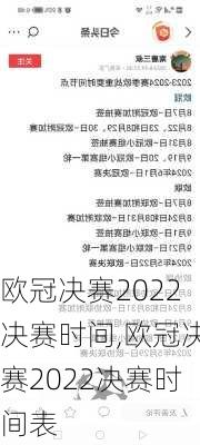 欧冠决赛2022决赛时间,欧冠决赛2022决赛时间表