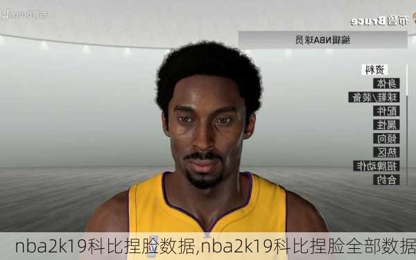 nba2k19科比捏脸数据,nba2k19科比捏脸全部数据