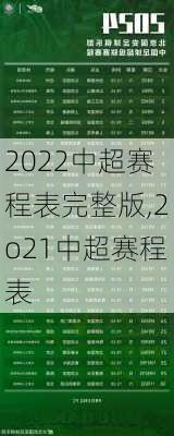 2022中超赛程表完整版,2o21中超赛程表