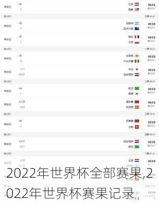 2022年世界杯全部赛果,2022年世界杯赛果记录