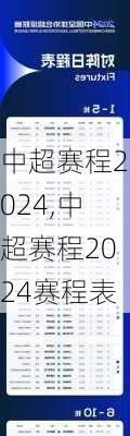 中超赛程2024,中超赛程2024赛程表