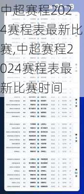 中超赛程2024赛程表最新比赛,中超赛程2024赛程表最新比赛时间