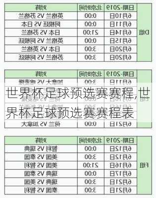 世界杯足球预选赛赛程,世界杯足球预选赛赛程表