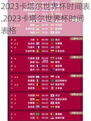 2023卡塔尔世界杯时间表,2023卡塔尔世界杯时间表格