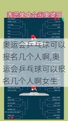 奥运会乒乓球可以报名几个人啊,奥运会乒乓球可以报名几个人啊女生