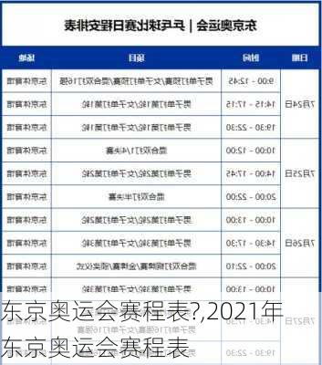 东京奥运会赛程表?,2021年东京奥运会赛程表