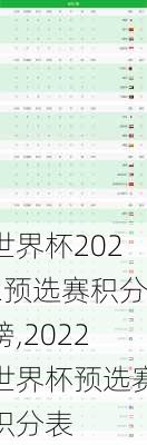 世界杯2022预选赛积分榜,2022世界杯预选赛积分表