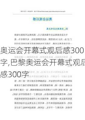 奥运会开幕式观后感300字,巴黎奥运会开幕式观后感300字