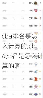 cba排名是怎么计算的,cba排名是怎么计算的啊