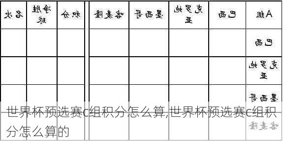 世界杯预选赛c组积分怎么算,世界杯预选赛c组积分怎么算的