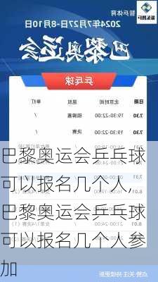 巴黎奥运会乒乓球可以报名几个人,巴黎奥运会乒乓球可以报名几个人参加