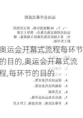 奥运会开幕式流程每环节的目的,奥运会开幕式流程,每环节的目的