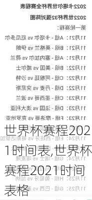 世界杯赛程2021时间表,世界杯赛程2021时间表格