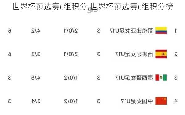 世界杯预选赛c组积分,世界杯预选赛c组积分榜
