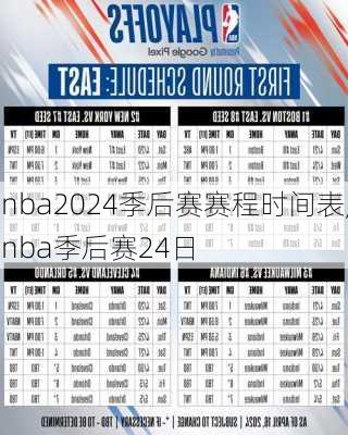 nba2024季后赛赛程时间表,nba季后赛24日