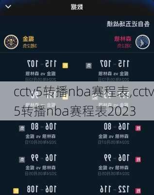 cctv5转播nba赛程表,cctv5转播nba赛程表2023