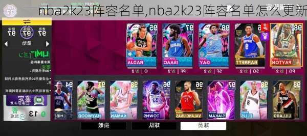 nba2k23阵容名单,nba2k23阵容名单怎么更新