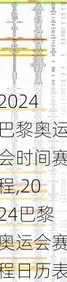 2024巴黎奥运会时间赛程,2024巴黎奥运会赛程日历表