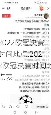 2022欧冠决赛时间地点,2022欧冠决赛时间地点表