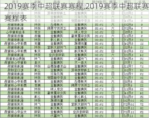 2019赛季中超联赛赛程,2019赛季中超联赛赛程表