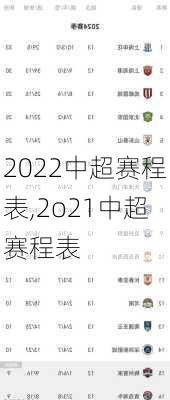 2022中超赛程表,2o21中超赛程表